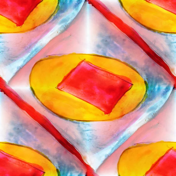 Дизайн желтый, синий, красный узор бесшовной текстуры акварель — стоковое фото