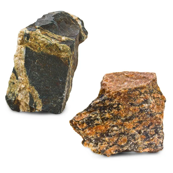 Stenen graniet donker blauw bruin natuurlijke geïsoleerd op witte CHTERGRO — Stockfoto
