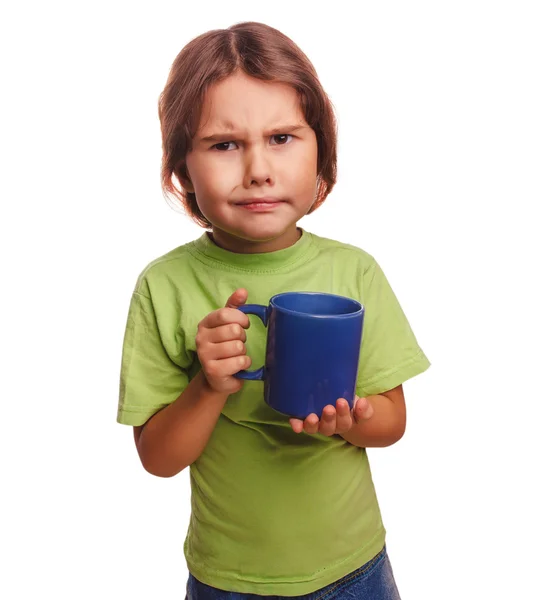 Dissatisfied little girl child frowns upset emotions isolated on — Stock Photo, Image