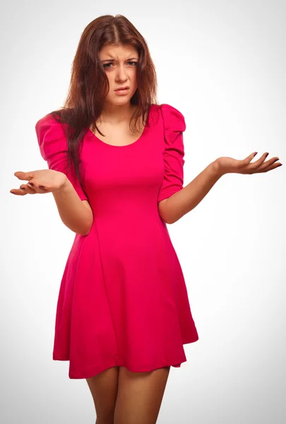 Angry displeased thinking woman brunette girl emotions — Stock Photo, Image