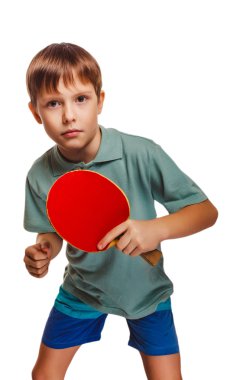 Boy blond ping pong man playing table tennis clipart