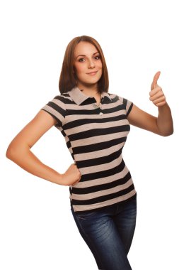 kadın kız Evet olumlu işaret başparmak gösterir