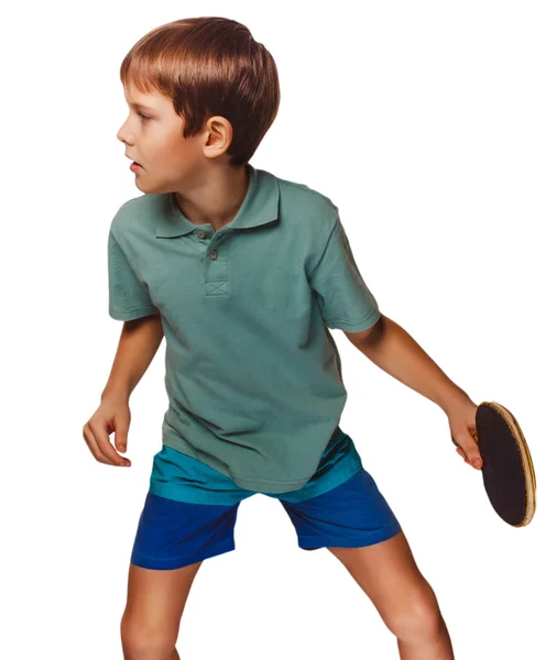 Niño rubio hombre tenis de mesa jugando ping pong —  Fotos de Stock