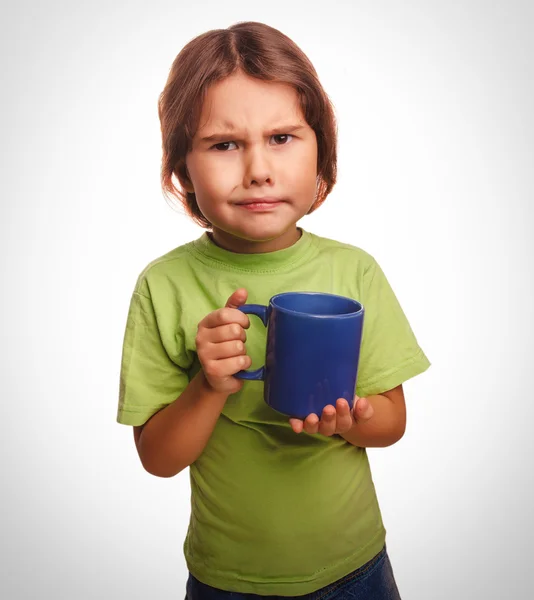 Ontevreden klein meisje kind frowns boos emotie — Stockfoto