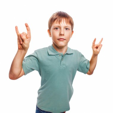 jest el metal rock devil izole o. erkek çocuk genç gösterir