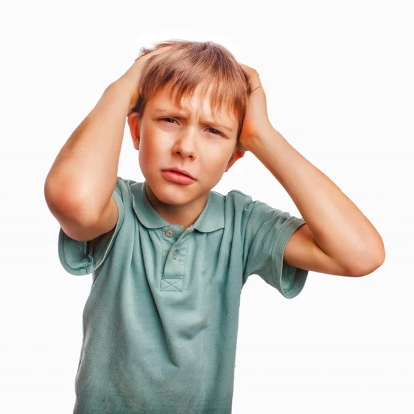 Boy child sad angry upset kid face frustrated portrait person is — Stock Photo, Image