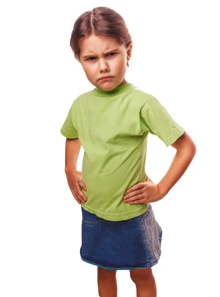 Kids evil angry girl shows fists experiencing anger and isolated — Stock Photo, Image