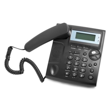 siyah modern telefon görüşmesi izole kablosu ile