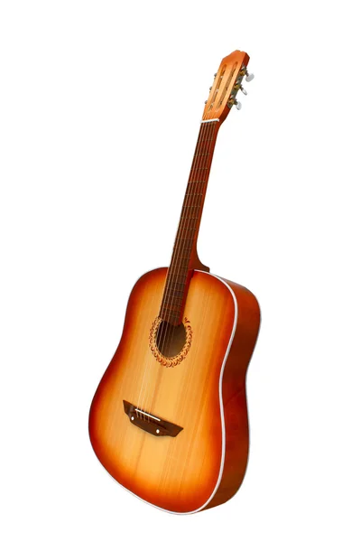 Acoustic guitar brown isolated white background (clipping path) — Stock Photo, Image