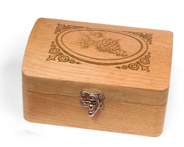 白の背景に分離した旧式な木製の灰色の小箱ボックス — ストック写真