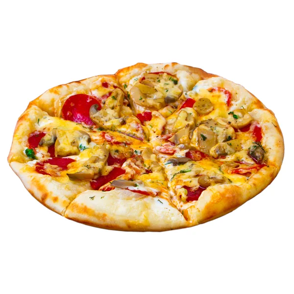 Appetitoso pizza isolato sfondo bianco (percorso di ritaglio ) — Foto Stock