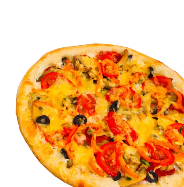 Beyaz arka planda (clippi peynir portre ile iştah açıcı pizza — Stok fotoğraf
