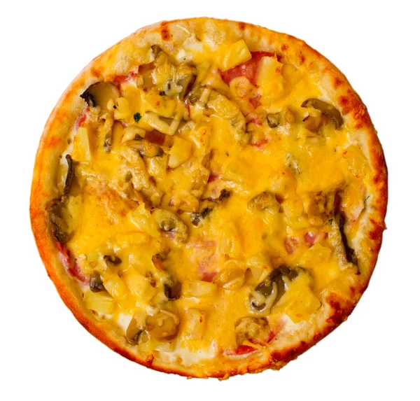 Bir kabuk İtalyan mantar yemek peynir pişmiş pizza hızlı yemek — Stok fotoğraf
