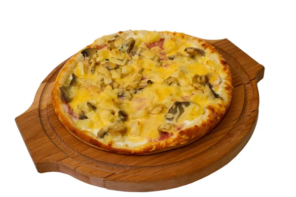 Pizza au four champignons croûte rapide dîner italien fromage isol — Photo