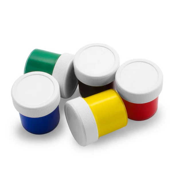 Banks full-color oil paint bottles isolated on white background — Stock Photo, Image