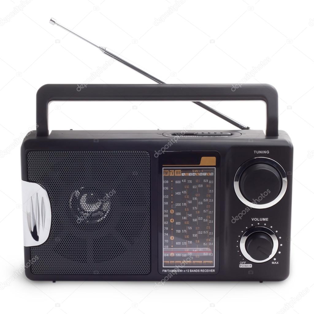 Black vintage radio listen to isolated station waves