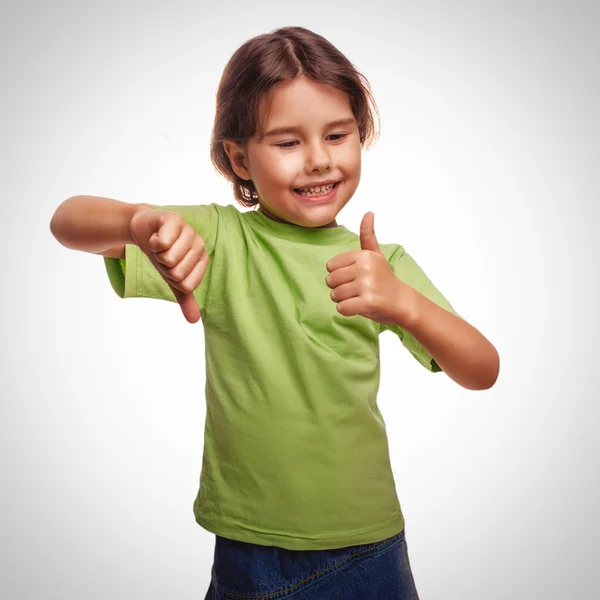 Baby happy little girl shows sign yes no gesture isolated on whi — Stock Photo, Image