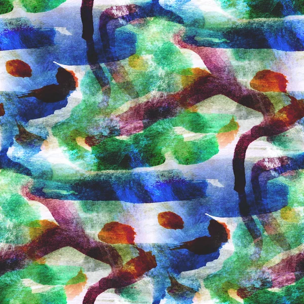 Abstract green, blue avant-garde seamless wallpaper watercolor a — Zdjęcie stockowe