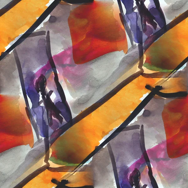 Sulu Boya Dikişsiz mor sarı arka plan