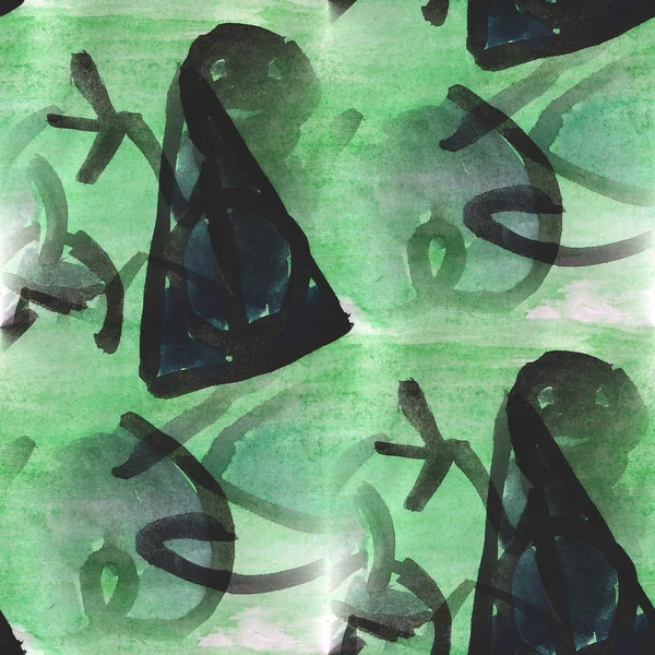 Resim suluboya kesintisiz mavi, yeşil arka — Stok fotoğraf