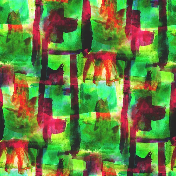 Arte avant-garde mano verde, vernice rossa sfondo senza cuciture wallpa — Foto Stock