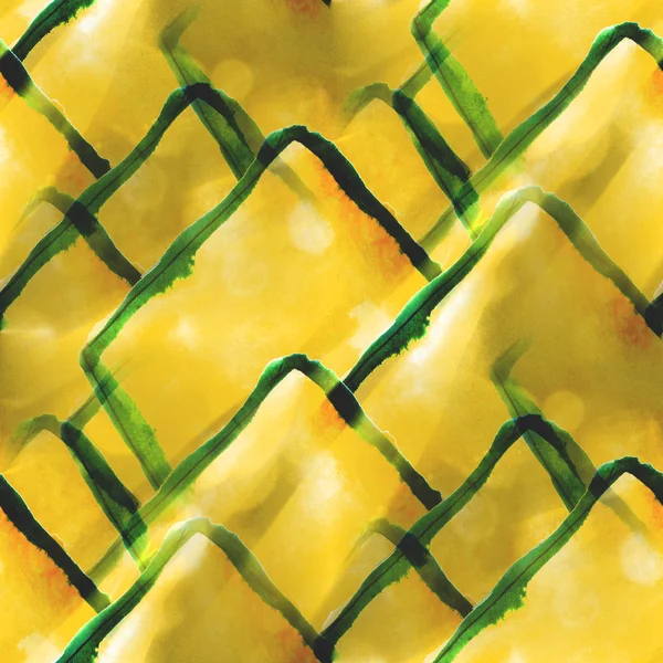 Художественный авангард ручной краски желтый, зеленый фон бесшовный Wal — стоковое фото