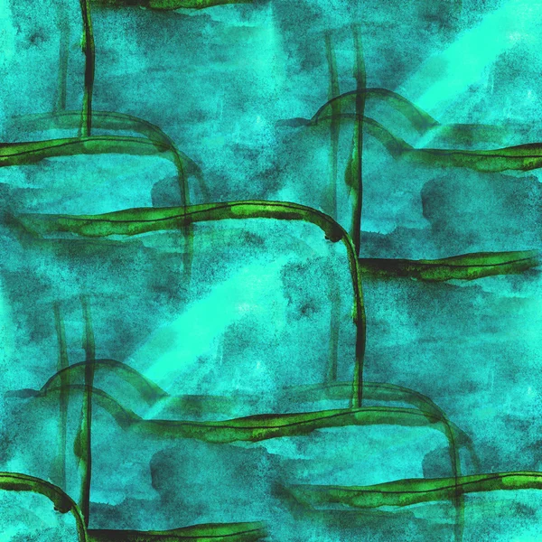 Arte azul, verde vanguardista pintar a mano fondo sin costuras wallp —  Fotos de Stock