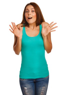 onun kolları neşeli kadın açtı beklenmedik surpris ağız