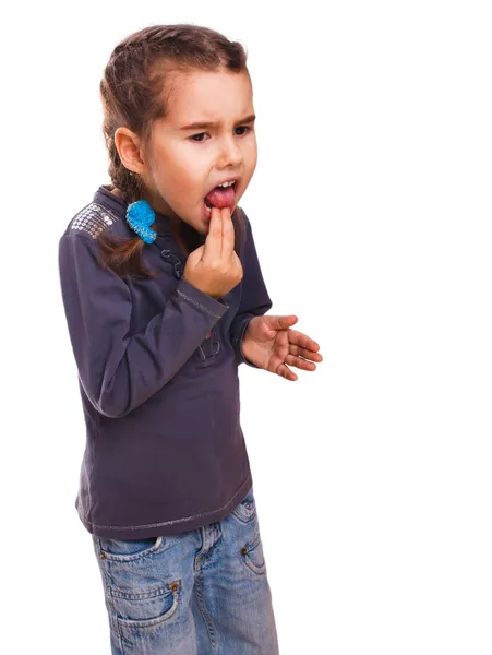 Mädchen kleine Magersucht Bulimie erbricht Rülpser Vergiftung Isolat — Stockfoto