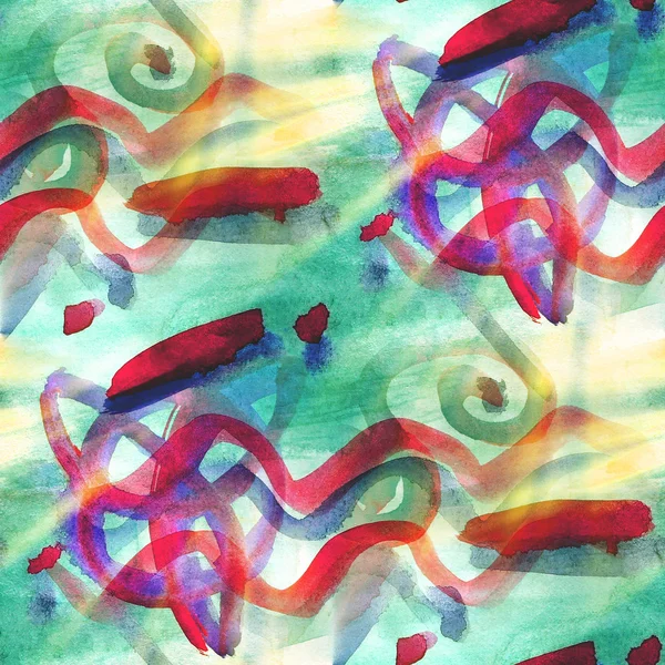 Textura de arte abstracto agua azul, rojo, ornamento color sin costura ba —  Fotos de Stock