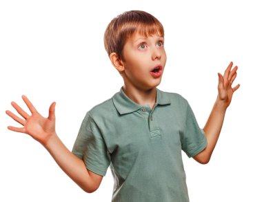 genç çocuk elleri izole bebek sürpriz kadar ortaya çıkar.