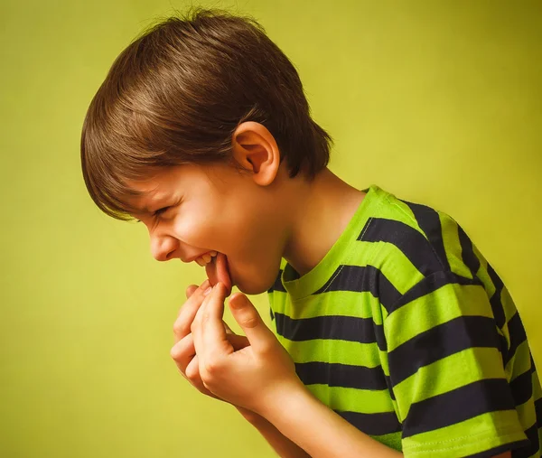 Baby kid boy teenager poisoning vomiting belching, anorexia fing — Stock Photo, Image