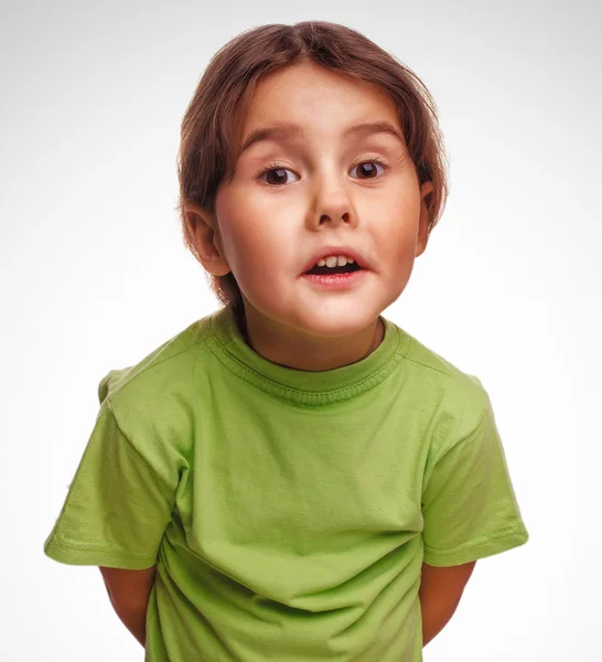 Bebê menina jura emoções prova isolado no branco backgr — Fotografia de Stock