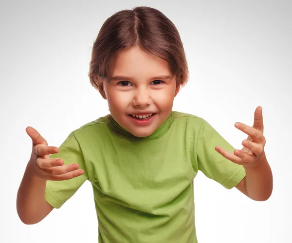 Enojado disgustado pensando mujer morena niña pequeña aislado — Foto de Stock