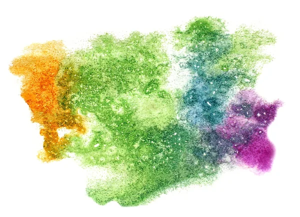 Splash green, yellow, purple paint blot watercolour color water — Stock Photo, Image