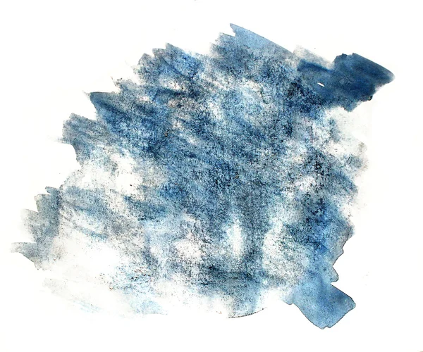 Úvodní barva modrá skvrna akvarel barvu vody inkoustu izolované wate — Stock fotografie