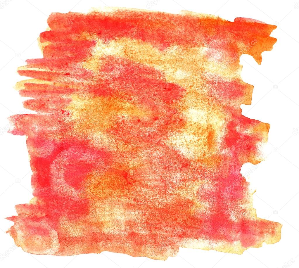 Splash paint yellow, red blot watercolour color water ink isolat