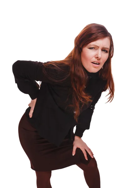 Back osteochondrosis pain woman female injury lower young backac — Stock Photo, Image