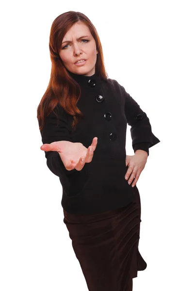 Displeased woman angry brunette mom family conflict isolated on — Stock Photo, Image