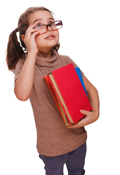 Učitel hledá se žena s brýlemi čtení knihy student iso — Stock fotografie