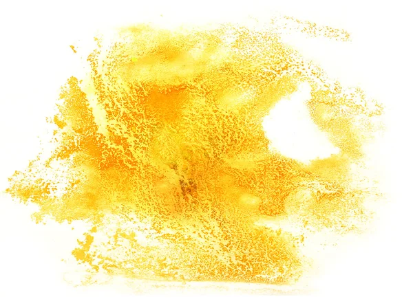 Tinta de curso abstrato aguarela escova água cor amarela respingo p — Fotografia de Stock