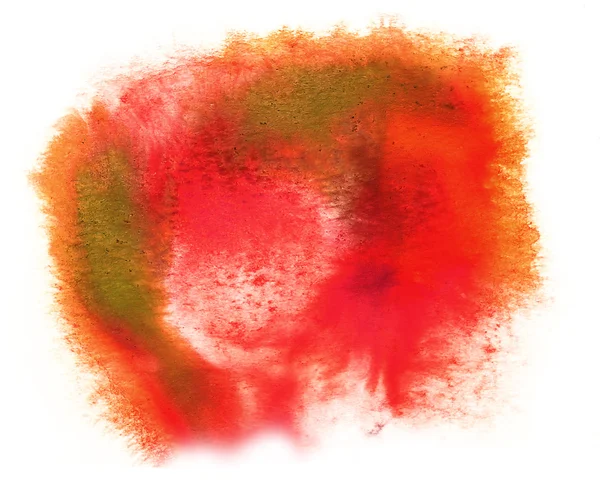 Pincel de aquarela de curso abstrato de tinta vermelho, cor de água verde spla — Fotografia de Stock