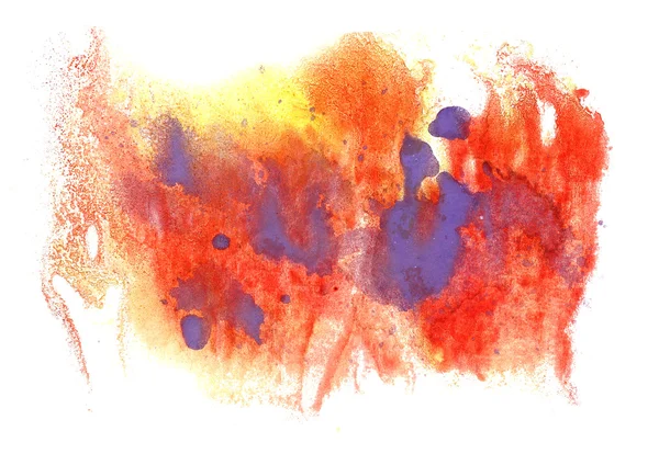 Streszczenie rysunek skok atrament pomarańczowy, fioletowy akwarela pędzla wate — Zdjęcie stockowe