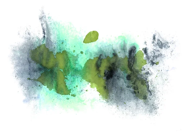 추상 그리기 스트로크 잉크 수채화 브러시 파란색, 녹색 물 c — 스톡 사진
