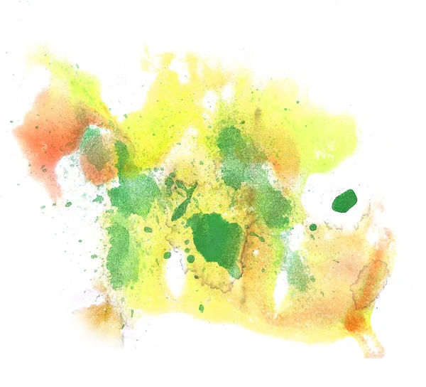 Abstract drawing stroke ink watercolor brush green, yellow water — Stock Photo, Image