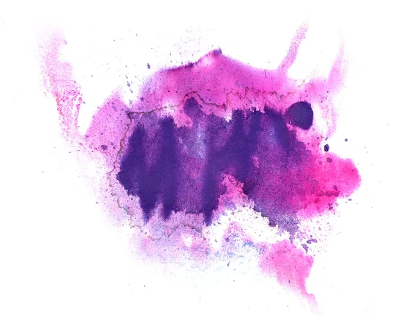 Tinta de curso de desenho abstrato aquarela roxo escova cor da água — Fotografia de Stock