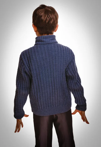 Gray teenage boy standing with his back isolated on white backgr — Stock Photo, Image