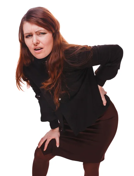 Osteochondrosis pain woman back female injury lower young backac — Stock Photo, Image