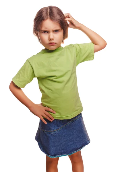 Menina menina adolescente pensando olhando bebê afastado isolado o — Fotografia de Stock