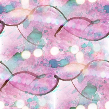 mor, yeşil renkli desen su doku boya arka dikiş